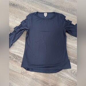 Anne Klein Cut Whole Sleeve Blouse. Blue. Sz small.